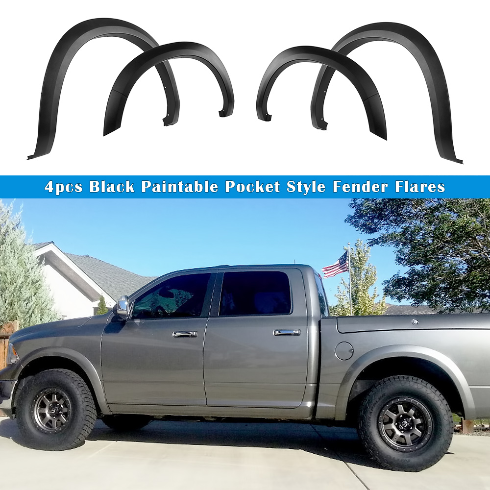 2009-2018 Dodge Ram 1500 (incl. 2019-2020 Ram 1500 Classic) (Short Style);Fleetside 67.4/76.3/96.3 inch Bed ;Excl. R/T Models Front and Rear Wheel Arches Fender Flare Rugged OE