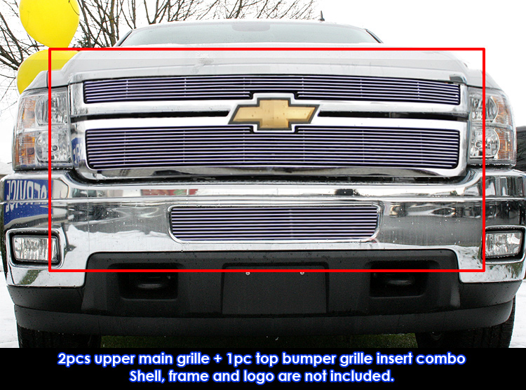 2011-2014 Chevy Silverado 2500 HD /2011-2014 Chevy Silverado 3500 HD MAIN UPPER + LOWER BUMPER Aluminum Billetuminum Billet Grille