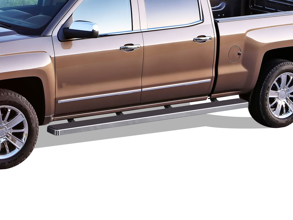 2007-2018 Chevy/GMC Silverado/Sierra 1500 Crew Cab 6.5 ft Bed 2007-2019 Chevy/GMC Silverado/Sierra 2500 HD/3500 HD Crew Cab 6.5 ft Bed (Incl. Diesel Models With DEF Tanks) Not for 2007 Classic Model|6.5 ft Bed Both Sides iStep W2W 5 Inch Stainless Steel