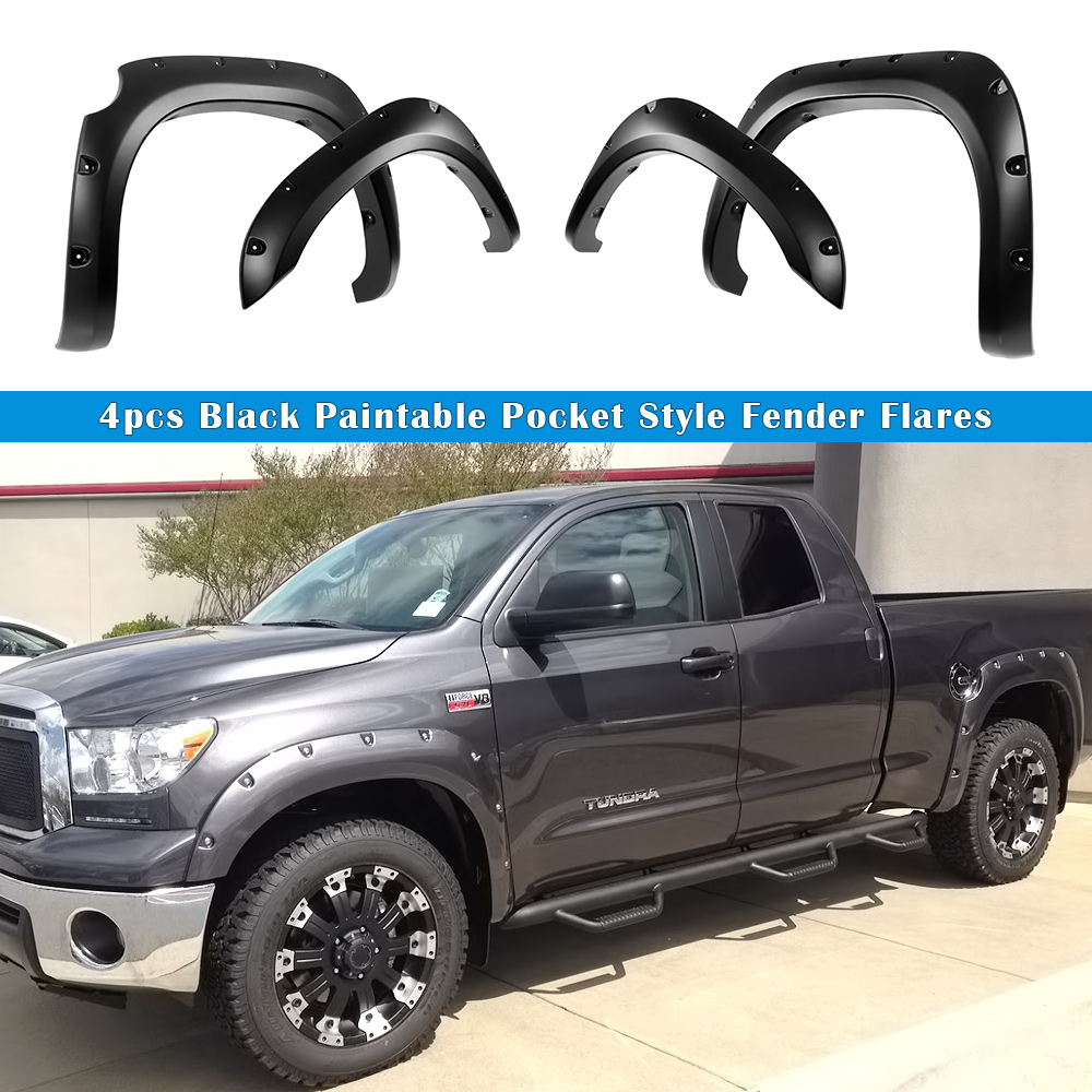 2007-2013 Toyota Tundra (Factory mudflaps must be removed) FRONT&REAR Fender Flare Pocket Dimple