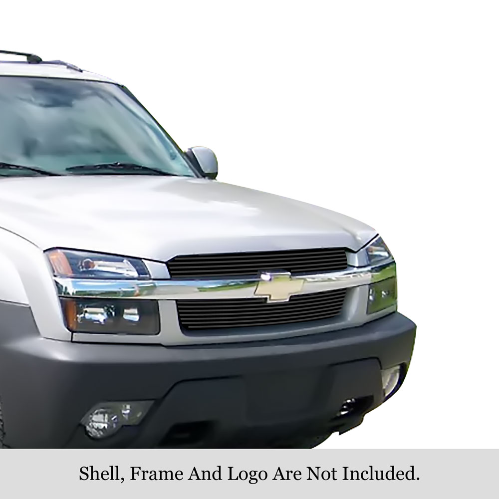 2001-2006 Chevy Avalanche  With Body Cladding MAIN UPPER Black Stainless Steel Billet Grille