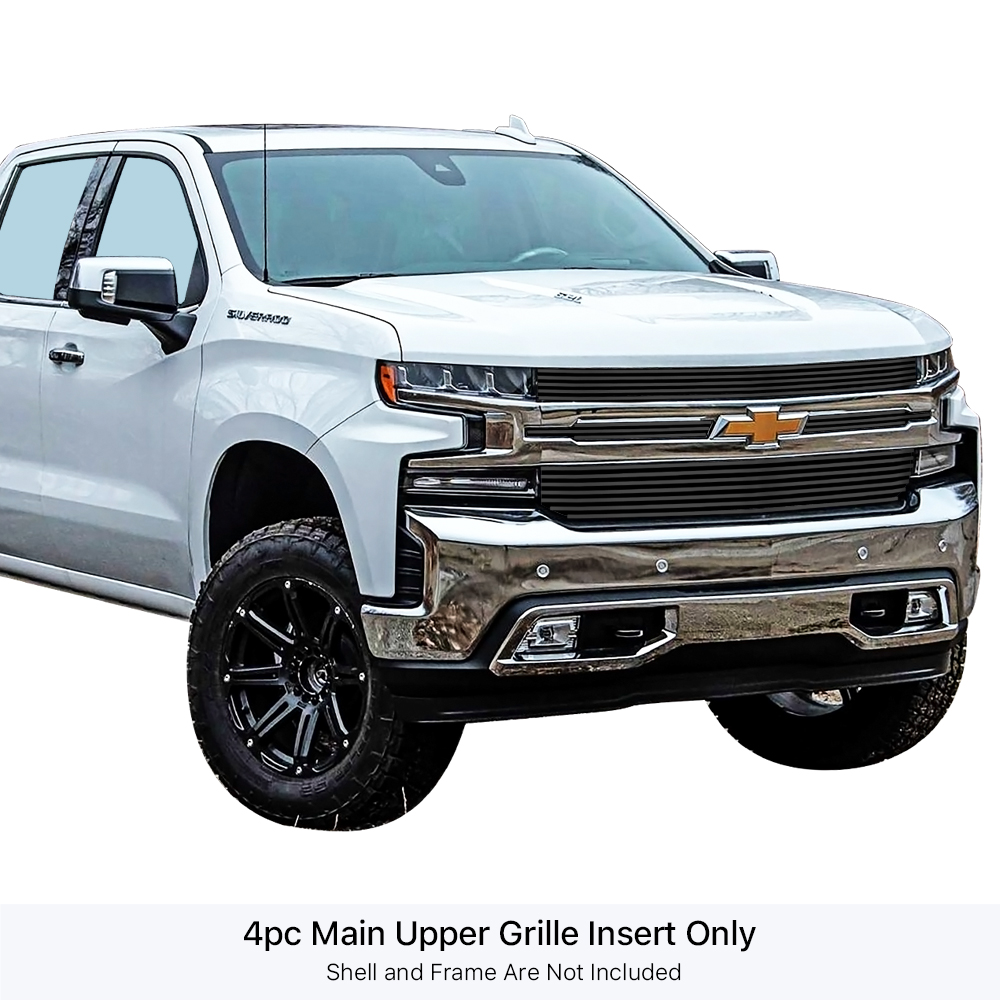 2019-2022 Chevy Silverado 1500 RST/LT/LT Trail Boss (Excl. 2019 Silverado 1500 LD/Classic Style) MAIN UPPER Black Stainless Steel Billet Grille