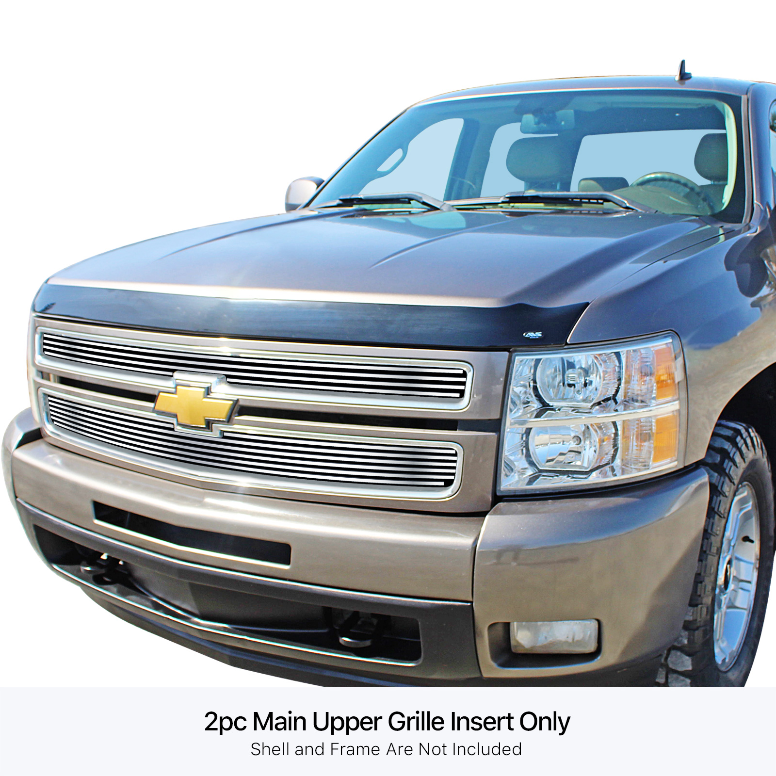 2007-2013 Chevy Silverado 1500 (only for models with logo height exceeding center bar) MAIN UPPER Stainless Steel Billet Grille
