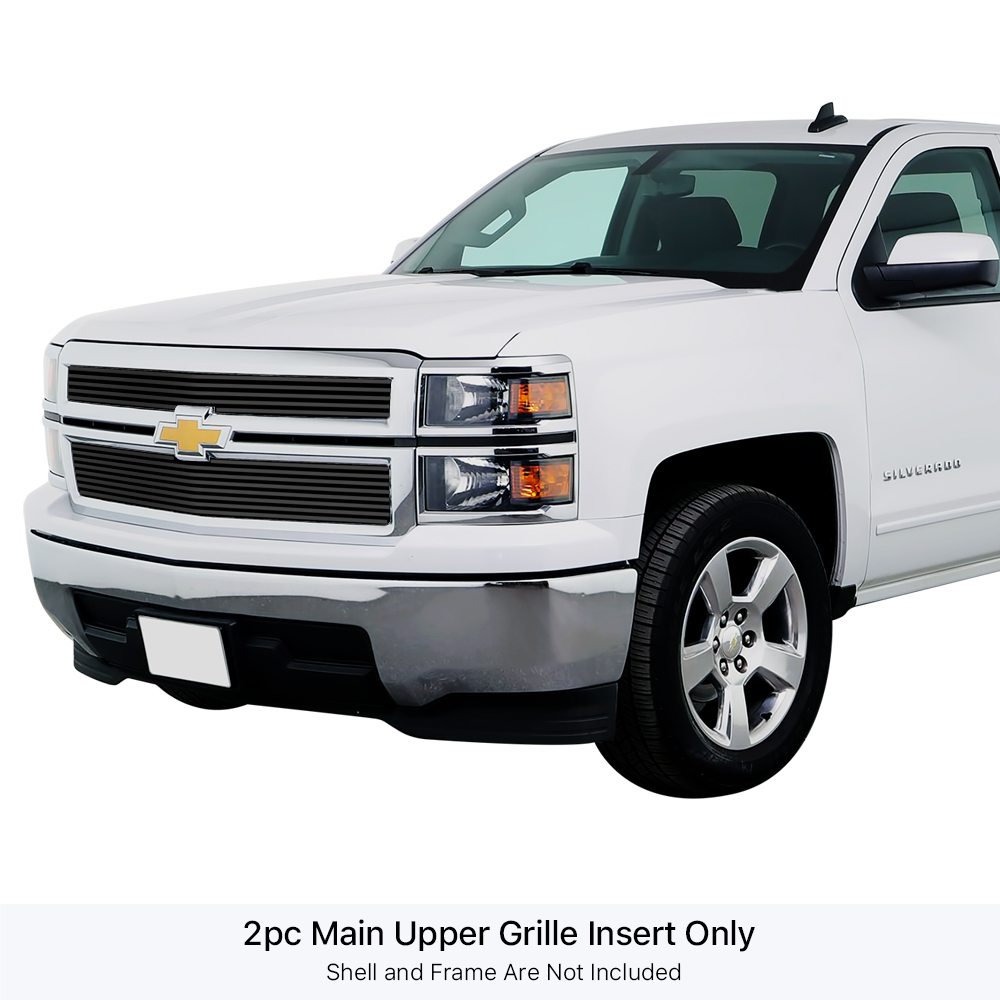 2014-2015 Chevy Silverado 1500 Not for Z71 MAIN UPPER Black Stainless Steel Billet Grille