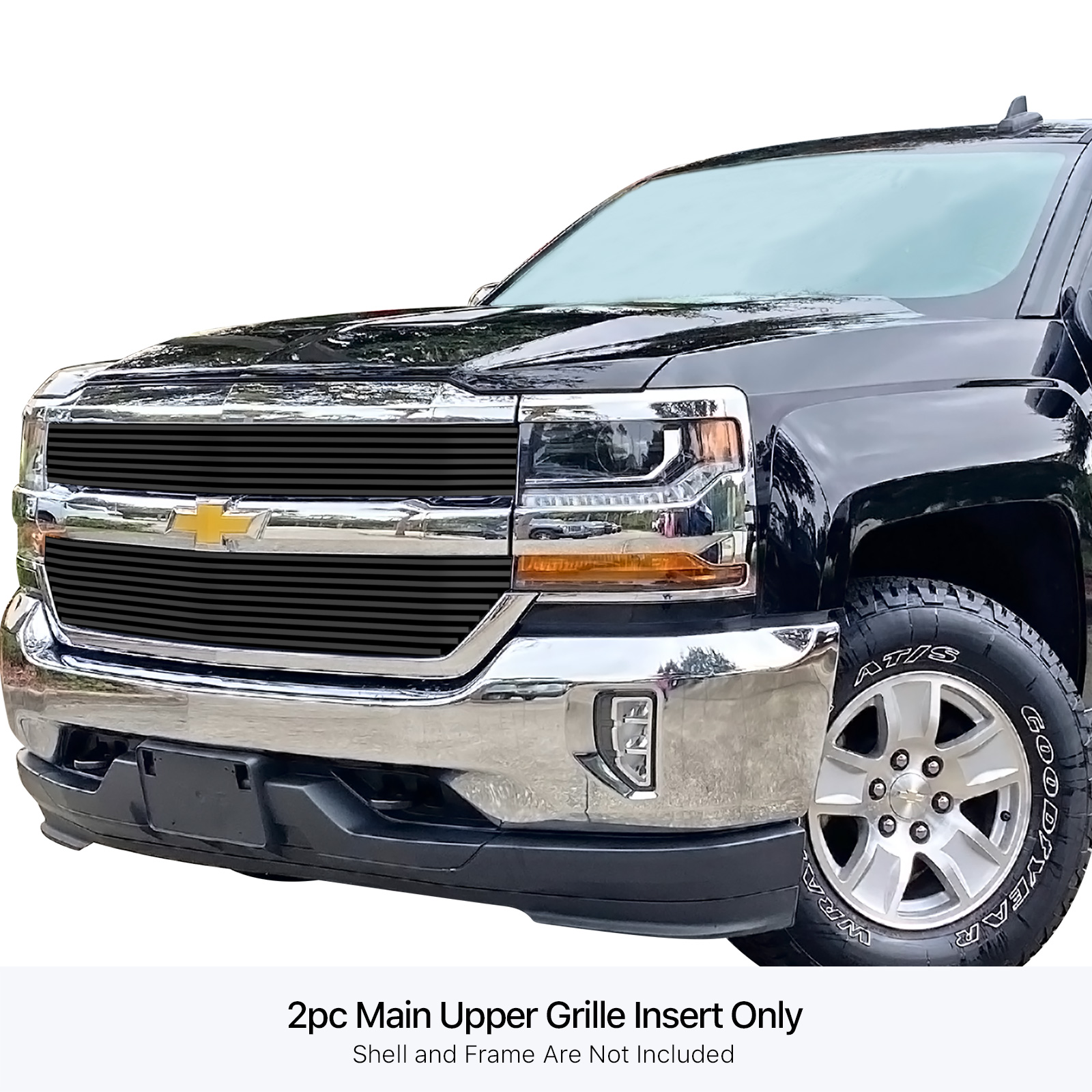 2016-2018 Chevy Silverado 1500 Not For Z71 and High Country Model (Incl. 2019 Silverado 1500 LD) MAIN UPPER Black Stainless Steel Billet Grille