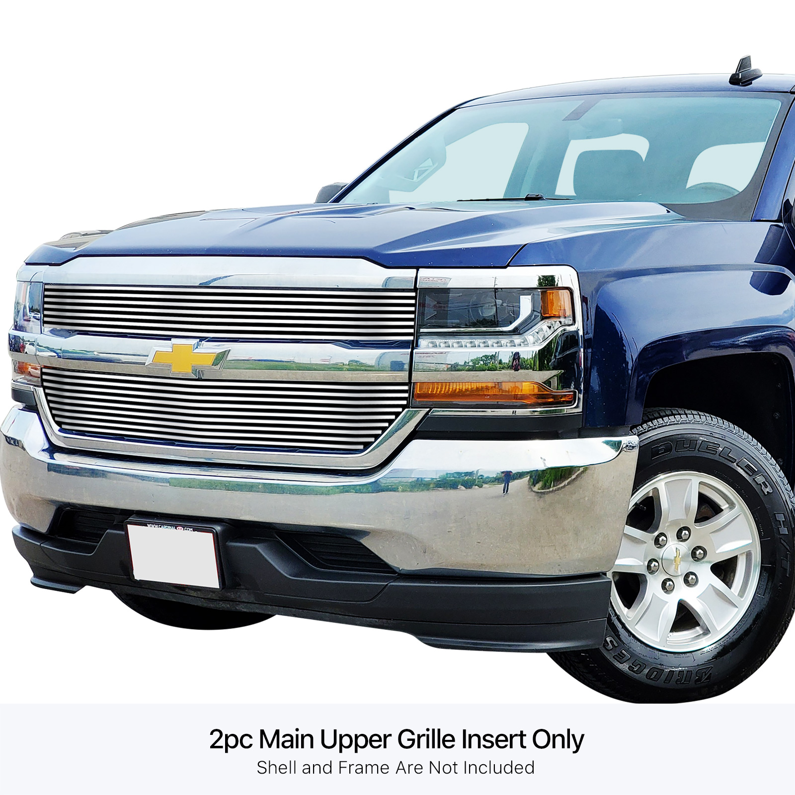 2016-2018 Chevy Silverado 1500 Not For Z71 and High Country Model (Incl. 2019 Silverado 1500 LD) MAIN UPPER Stainless Steel Billet Grille