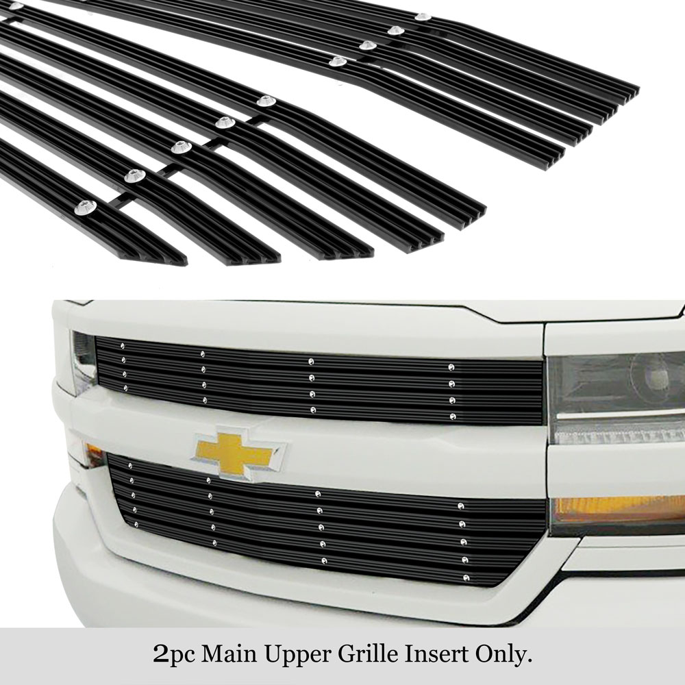 2016-2018 Chevy Silverado 1500 Not For Z71 and High Country Model/2019 Chevy Silverado 1500 LD Not For Z71 and High Country Model MAIN UPPER Black Rugged Billet Grille