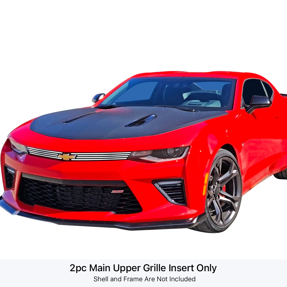 2016-2018 Chevy Camaro 1SS with logo show/2016-2018 Chevy Camaro LT with logo show/2016-2018 Chevy Camaro 2SS with logo show/2016-2018 Chevy Camaro 2LT with logo show/2016-2024 Chevy Camaro ZL1 with logo show MAIN UPPER Stainless Steel Billet Grille