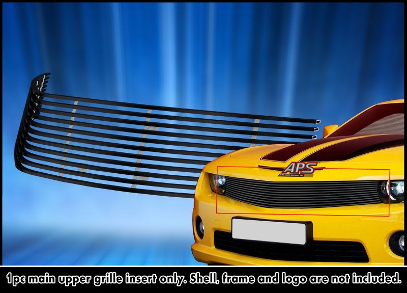 2010-2013 Chevy Camaro Long Not for ZL1 Model MAIN UPPER Black Stainless Steel Billet Grille