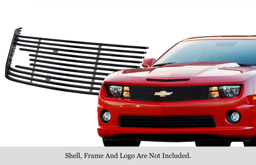 2010-2013 Chevy Camaro Short With Logo Show Not for ZL1 Model MAIN UPPER Black Stainless Steel Billet Grille