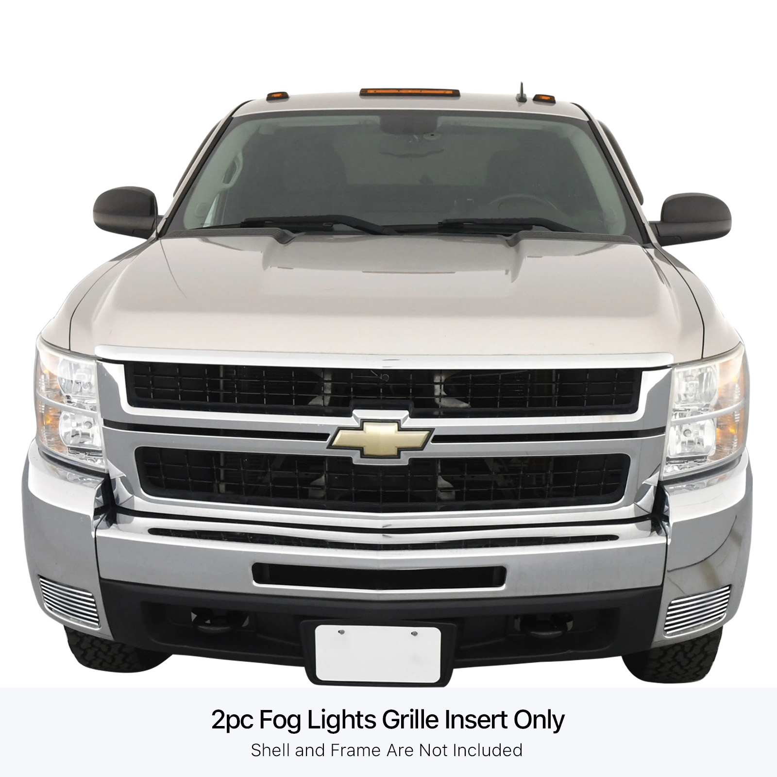2007-2013 Chevy Silverado 1500 FOG LIGHT COVER Stainless Steel Billet Grille