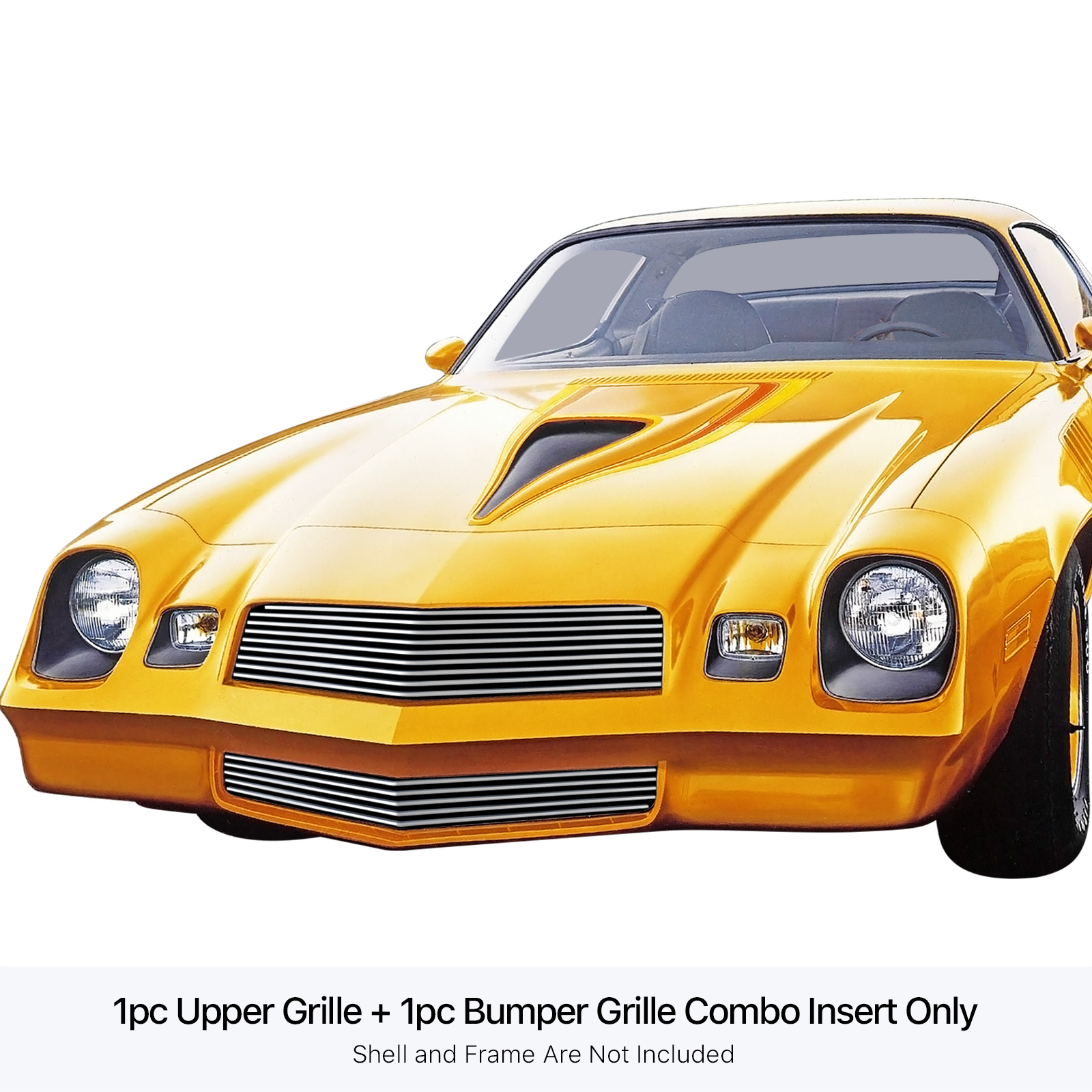 1978-1981 Chevy Camaro MAIN UPPER + LOWER BUMPER Stainless Steel Billet Grille