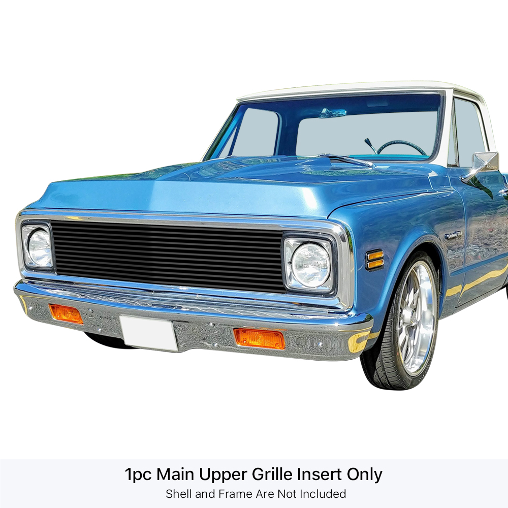 1969-1972 Chevy Blazer /1969-1972 Chevy C/K Pickup /1969-1972 Chevy Suburban MAIN UPPER Black Stainless Steel Billet Grille
