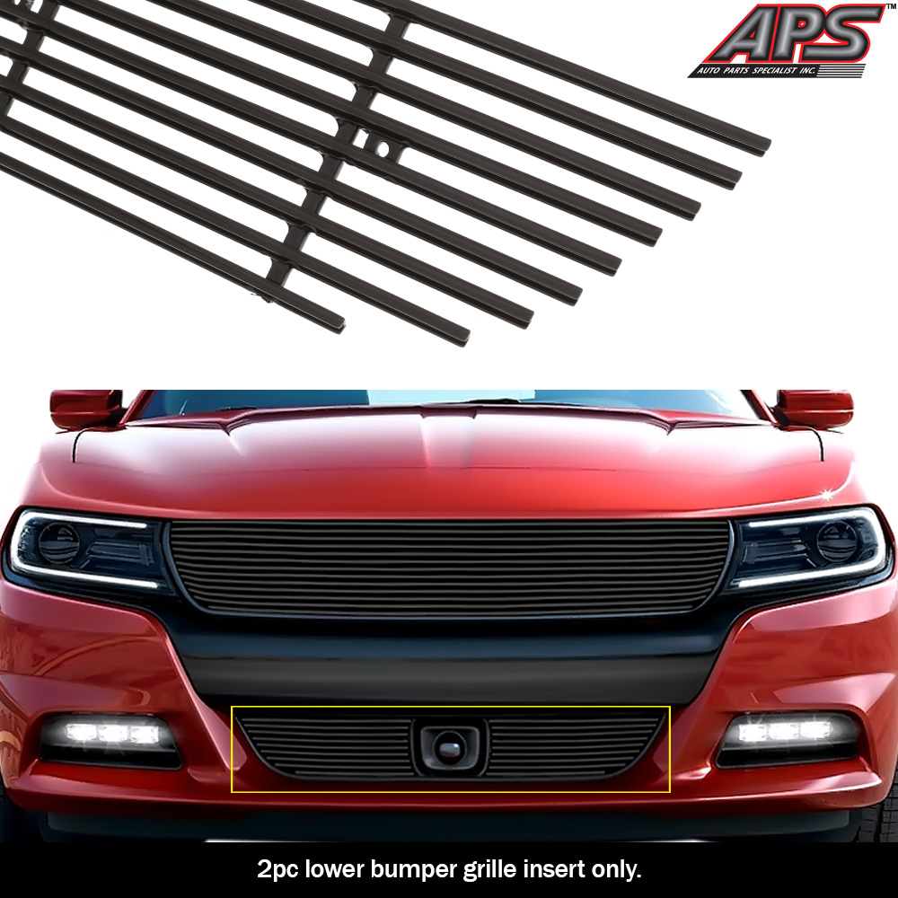 APS Compatible with 05-10 Dodge Charger Lower Bumper Black Billet Grille Insert N19-H93466D