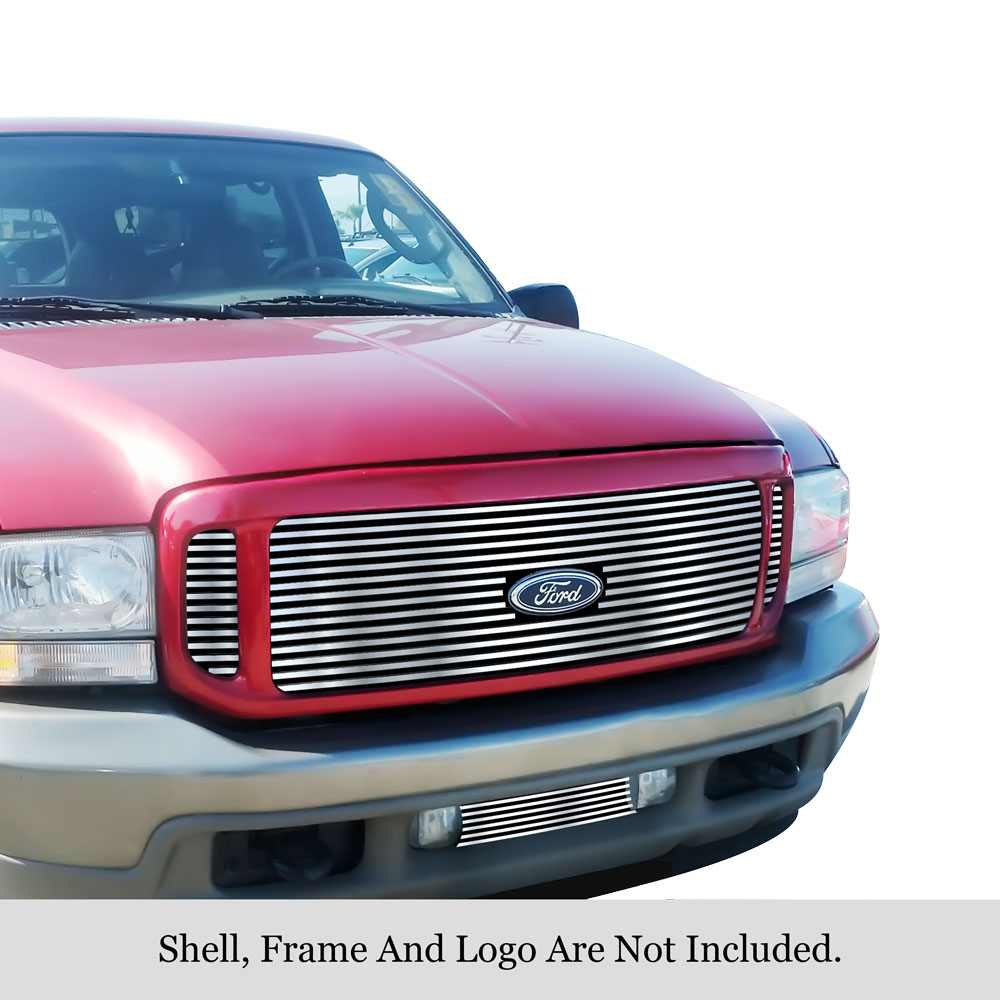 2000-2004 Ford Excursion With Logo Show MAIN UPPER + LOWER BUMPER Stainless Steel Billet Grille
