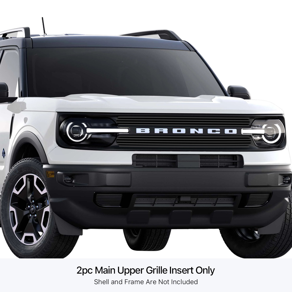 2021-2024 Ford Bronco Sport MAIN UPPER Black Stainless Steel Billet Grille
