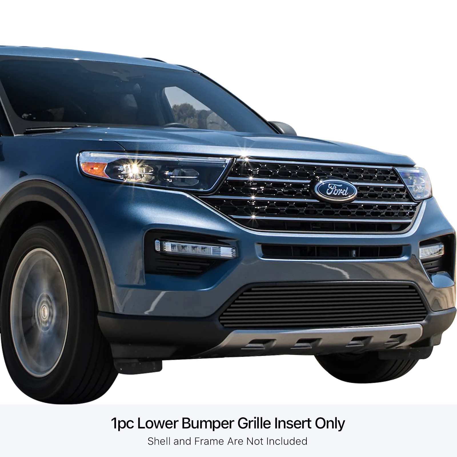2020-2024 Ford Explorer Without Sensor LOWER BUMPER Black Stainless Steel Billet Grille
