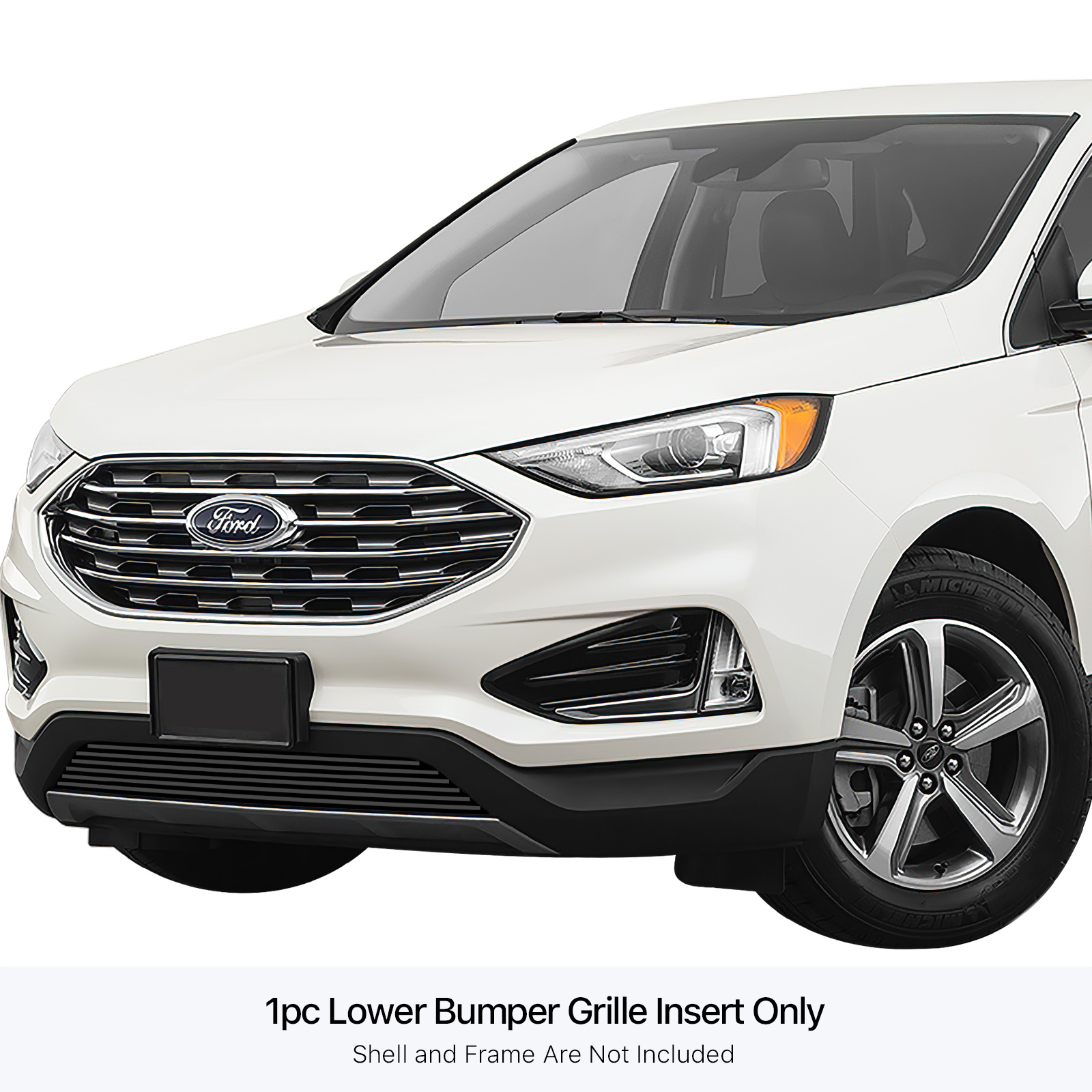 2019-2022 Ford Edge Not For ST&ST-Line Without Sensor/2023-2024 Ford Edge Titanium Without Sensor Lower Bumper Black Stainless Steel Billet Grille