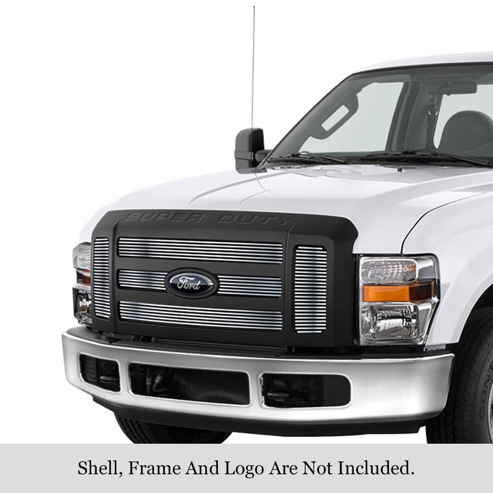 2008-2010 Ford F-250  Not For FX4 4WD/Harley Davidson/2008-2010 Ford F-350  Not For FX4 4WD/Harley Davidson/2008-2010 Ford F-450  Not For FX4 4WD/Harley Davidson/2008-2010 Ford F-550  Not For FX4 4WD/Harley Davidson MAIN UPPER Stainless Steel Billet Grill