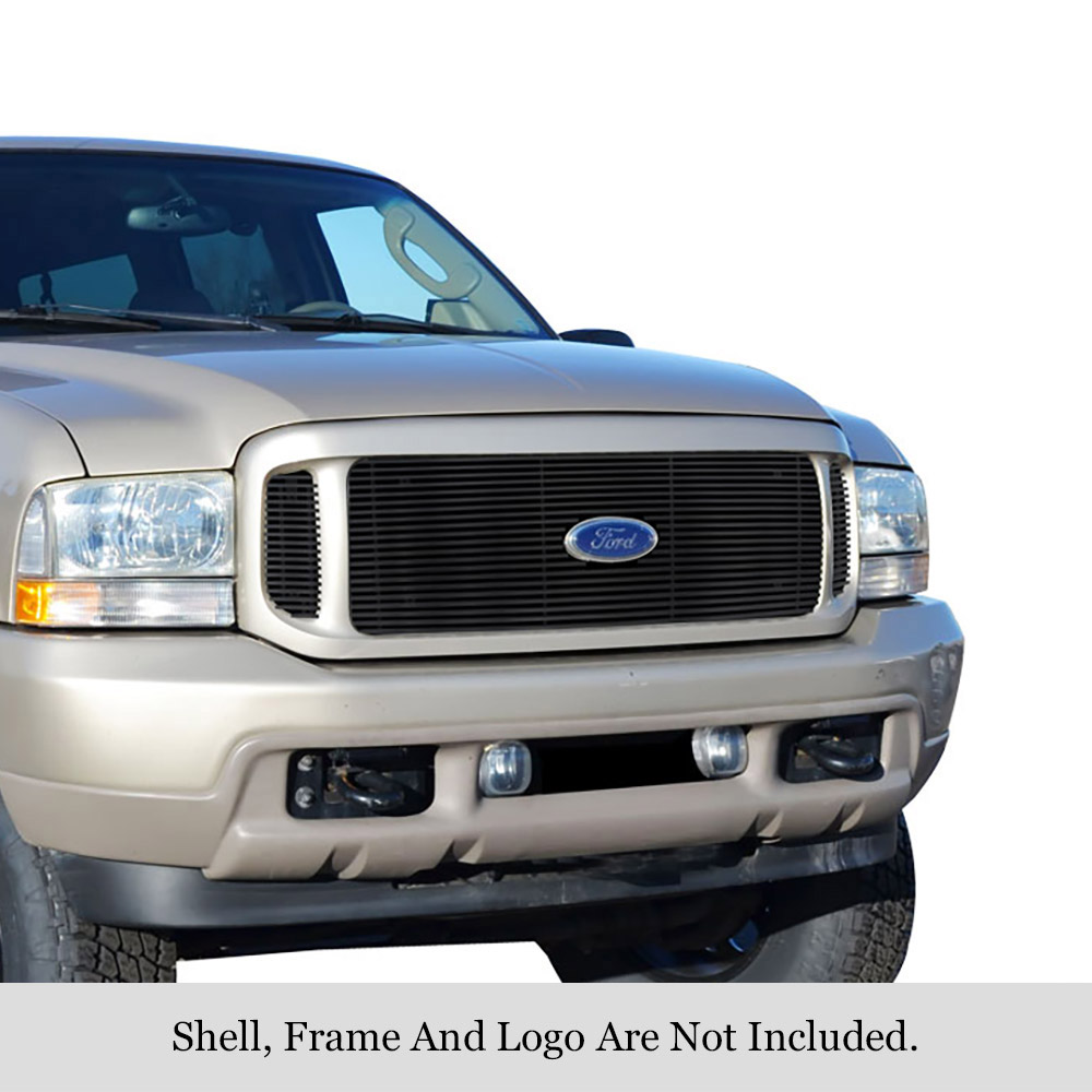 2000-2004 Ford Excursion With Logo Show MAIN UPPER Black Stainless Steel Billet Grille