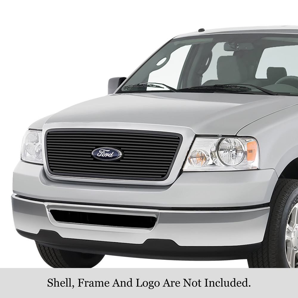 2004-2008 Ford F-150 Honeycomb Style With Logo Show Not For FX2/FX4 and King Ranch Model MAIN UPPER Black Stainless Steel Billet Grille