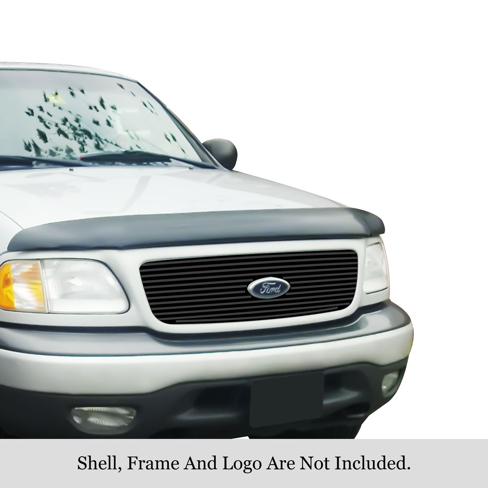 1999-2002 Ford Expedition  With Logo Show MAIN UPPER Black Stainless Steel Billet Grille