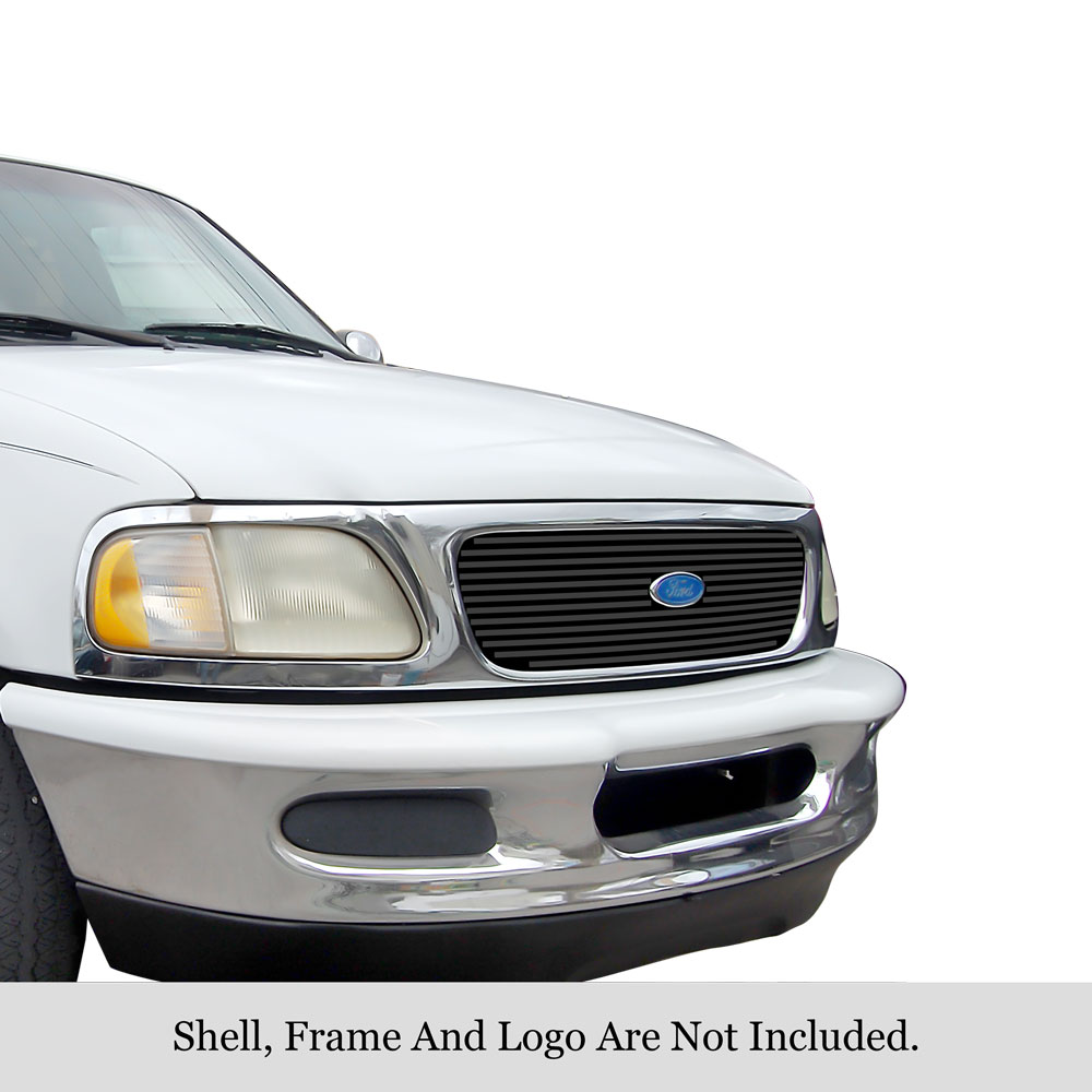 1997-1998 Ford Expedition With Logo Show Not For Bar Style Model MAIN UPPER Black Stainless Steel Billet Grille