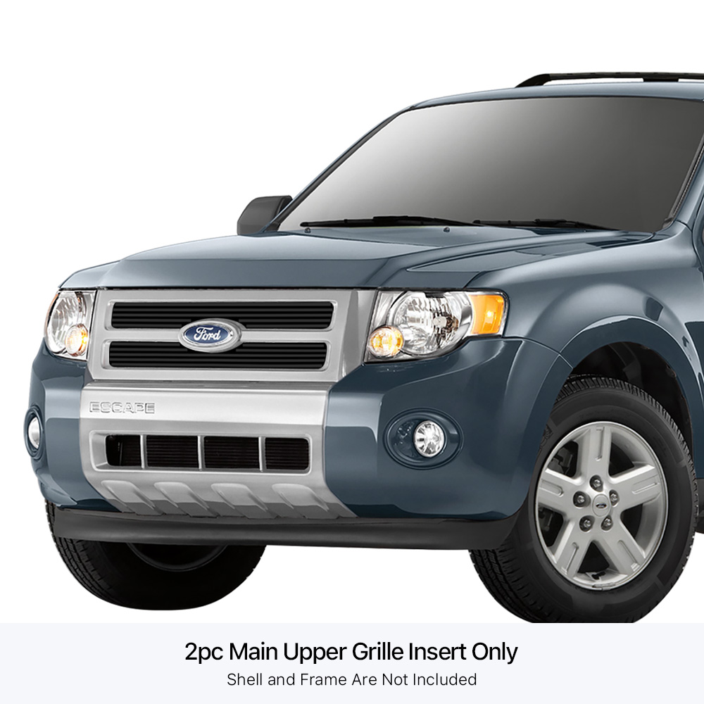 2008-2012 Ford Escape MAIN UPPER Black Stainless Steel Billet Grille