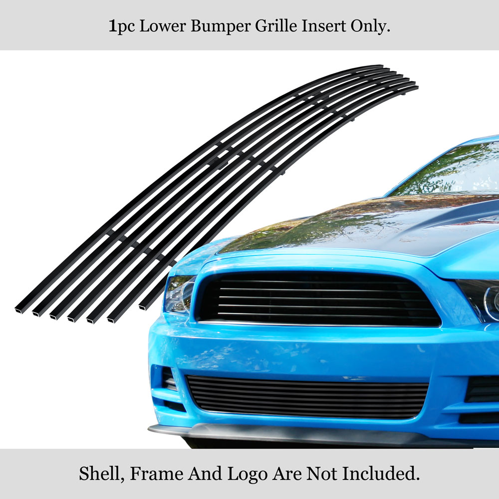 2013-2014 Ford Mustang GT LOWER BUMPER Black Stainless Steel Billet Grille