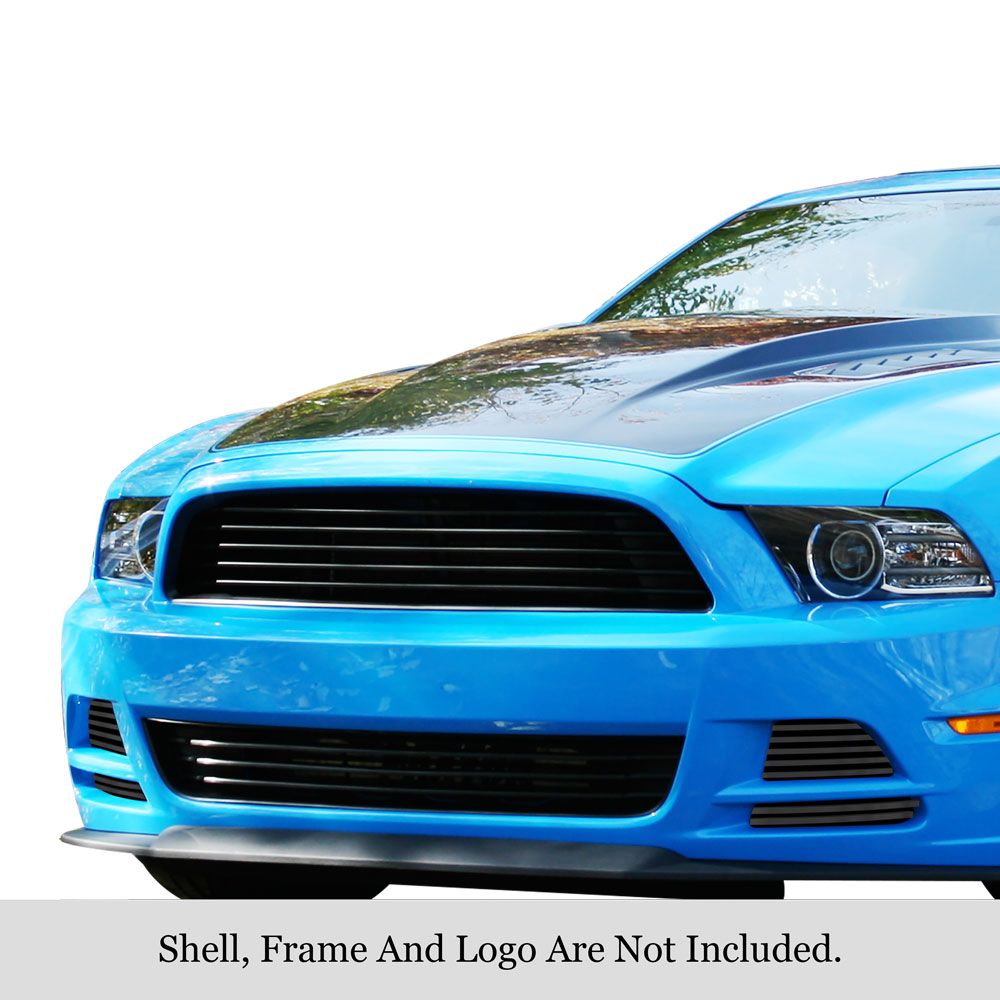 2013-2014 Ford Mustang GT FOG LIGHT COVER Black Stainless Steel Billet Grille