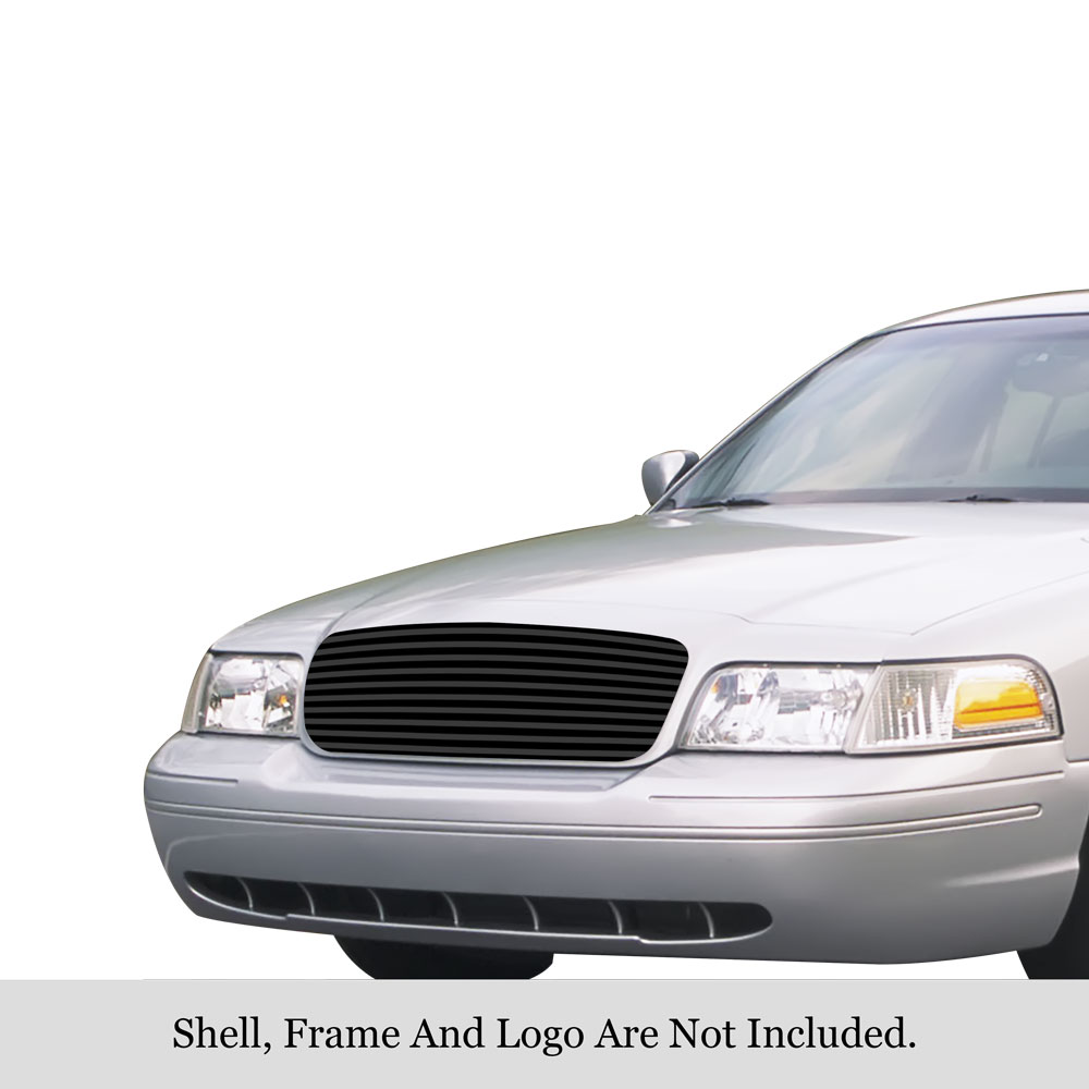1998-2012 Ford Victoria Only For Honeycomb Style Logo Cover MAIN UPPER Black Stainless Steel Billet Grille