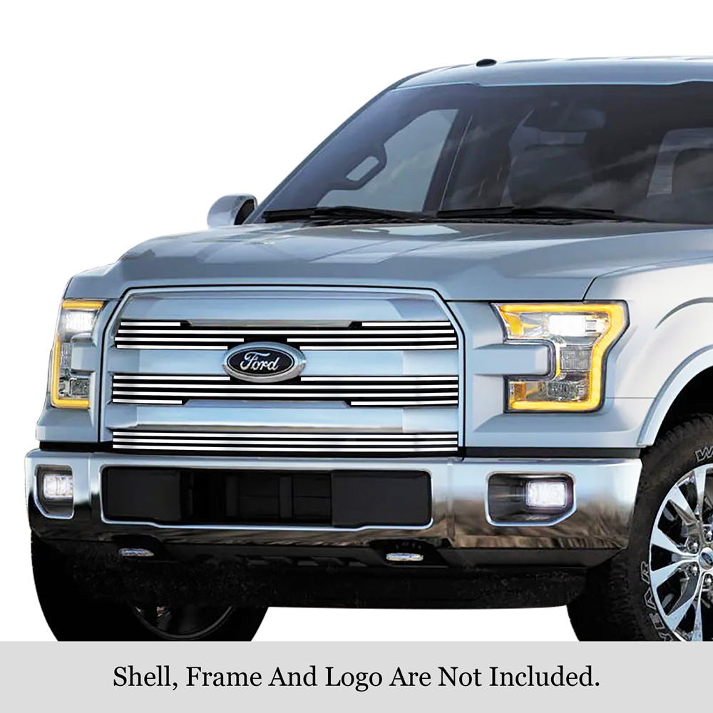 2015-2017 Ford F-150 Lariat Without Front Camera/2015-2017 Ford F-150 King Ranch Without Front Camera MAIN UPPER Stainless Steel Billet Grille