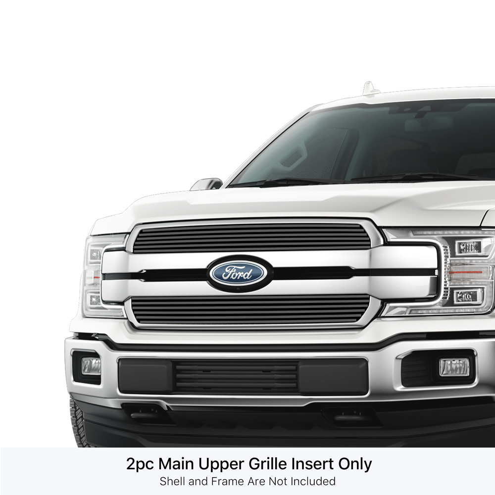 2018-2020 Ford F-150 King Ranch Square Mesh Style/2018-2020 Ford F-150 Plantium Square Mesh Style MAIN UPPER Black Stainless Steel Billet Grille