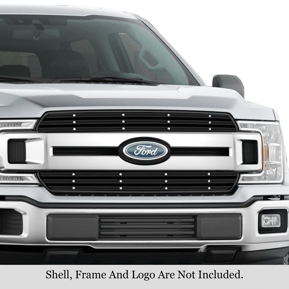 2018-2020 Ford F-150 King Ranch Square Mesh Style/2018-2020 Ford F-150 Plantium Square Mesh Style MAIN UPPER Black Rugged Billet Grille