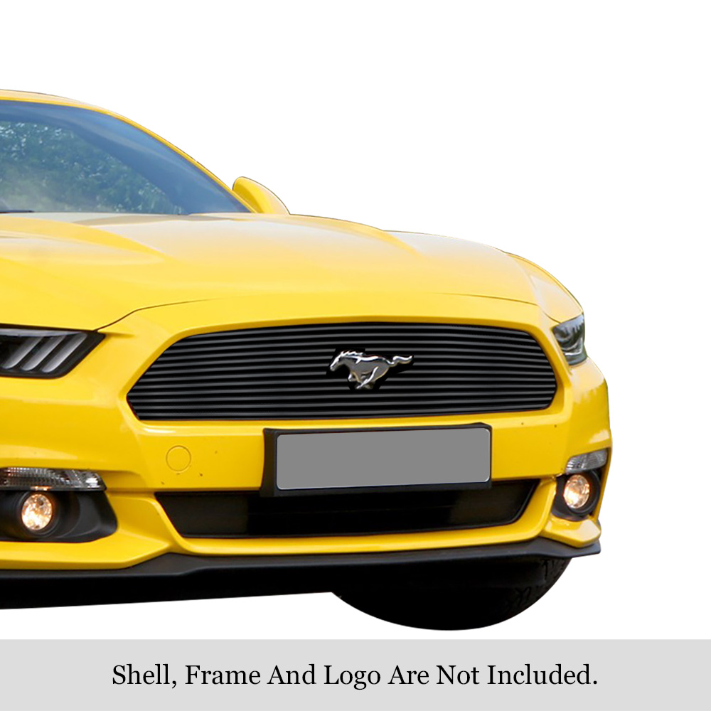 2015-2017 Ford Mustang Only for V6 Base models with logo show MAIN UPPER Black Stainless Steel Billet Grille
