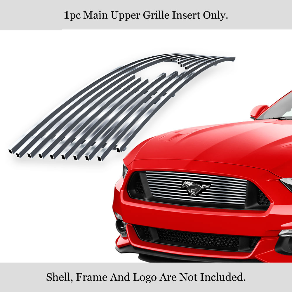 2015-2017 Ford Mustang GT V8 With Logo Show MAIN UPPER Stainless Steel Billet Grille