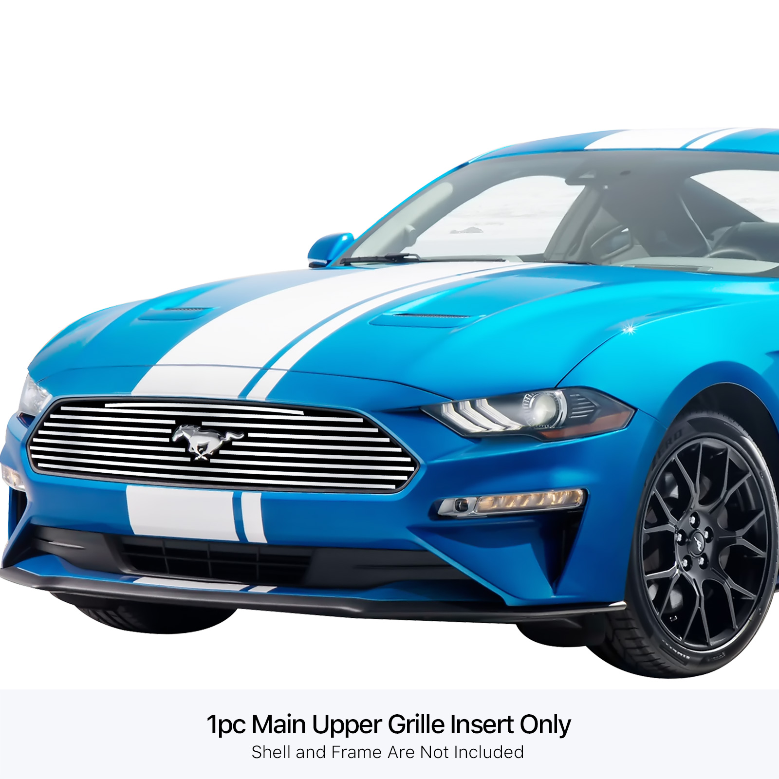 2018-2022 Ford Mustang Only for EcoBoost models with logo show MAIN UPPER Stainless Steel Billet Grille