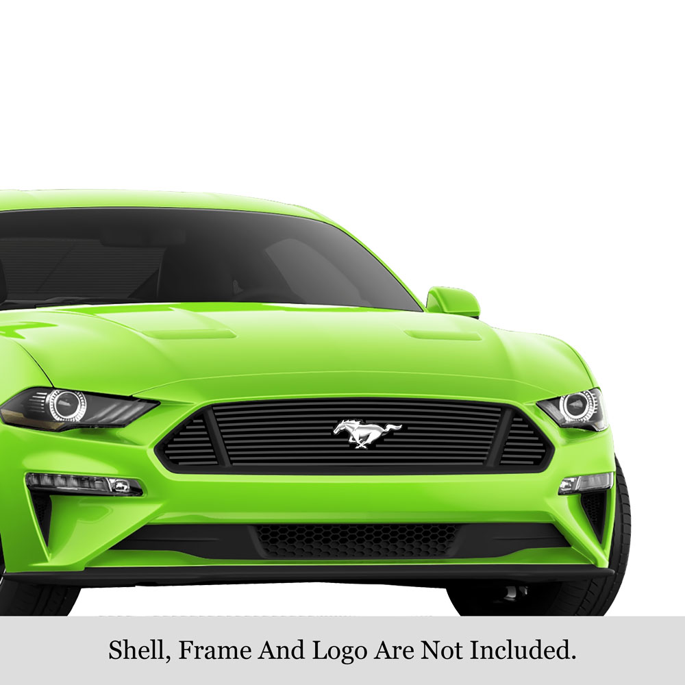 2018-2022 Ford Mustang Only for V8 GT models with logo show MAIN UPPER Black Stainless Steel Billet Grille
