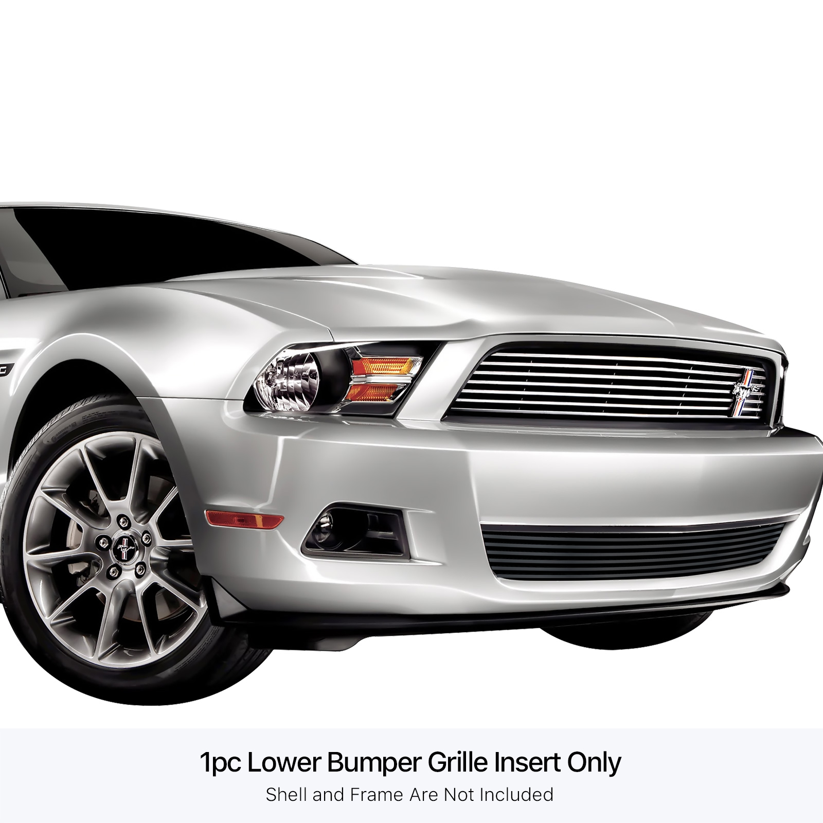 2010-2012 Ford Mustang V6 LOWER BUMPER Black Stainless Steel Billet Grille