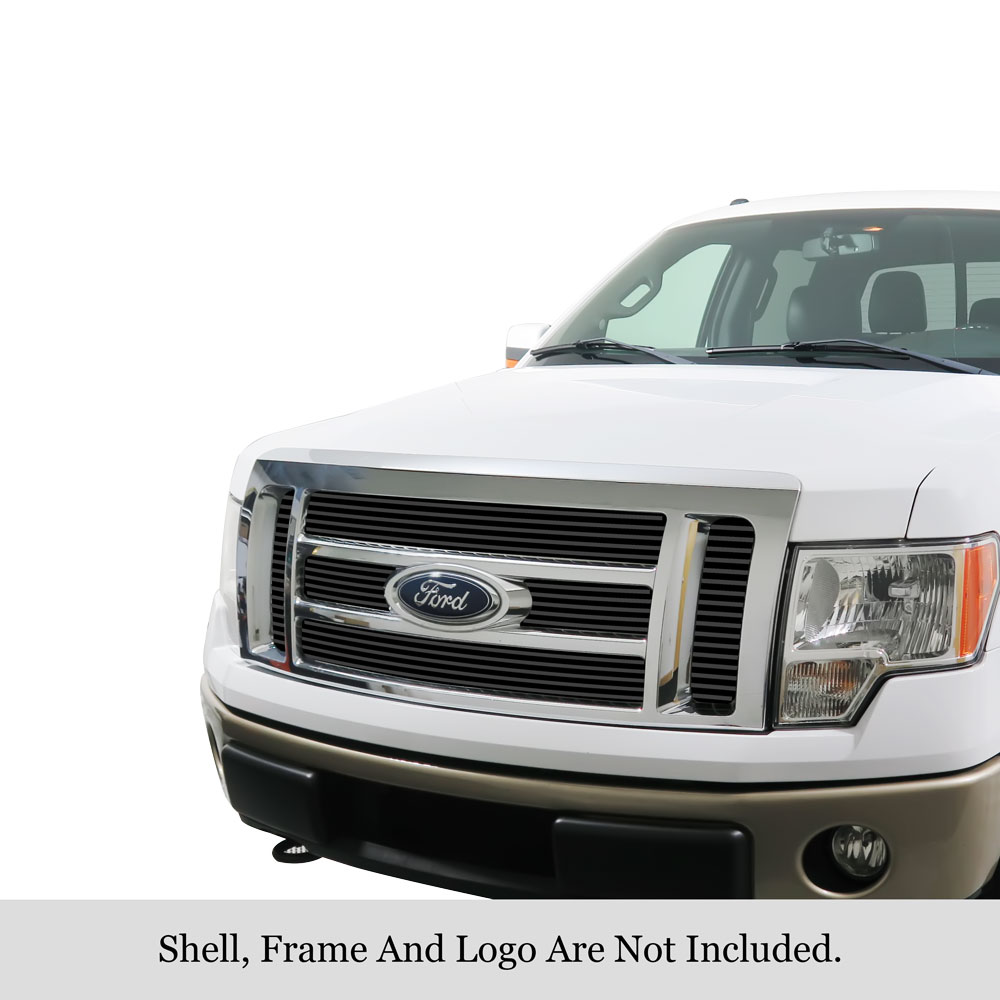 2009-2012 Ford F-150 Lariat /2009-2012 Ford F-150 King Ranch MAIN UPPER Black Stainless Steel Billet Grille