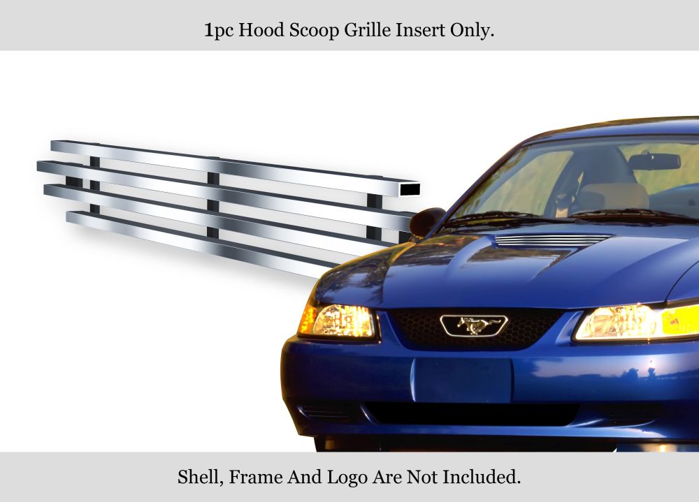 1999-2004 Ford Mustang V6 Hood (Scoop Below Hood) HOOD SCOOP Stainless Steel Billet Grille