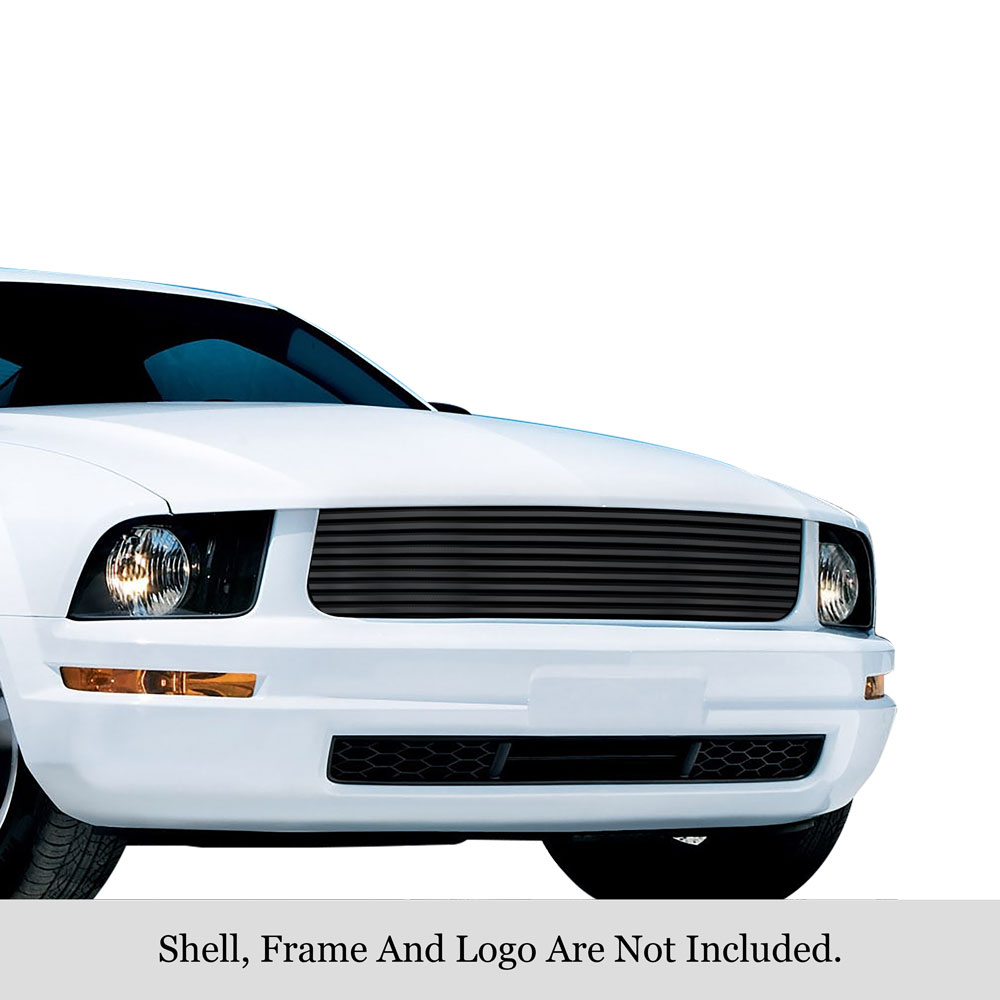 2005-2009 Ford Mustang V6 Except Pony Package MAIN UPPER Black Stainless Steel Billet Grille