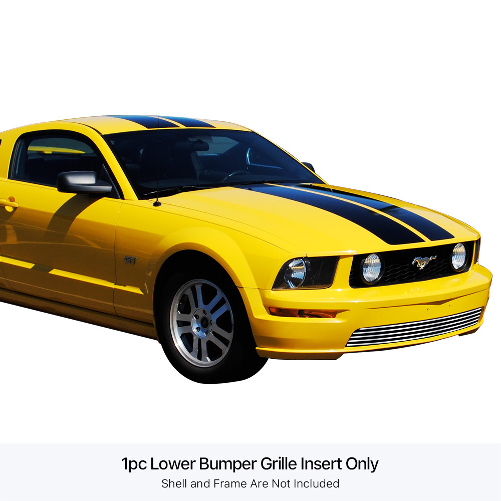 2005-2009 Ford Mustang GT V8 Not For California Edition LOWER BUMPER Stainless Steel Billet Grille