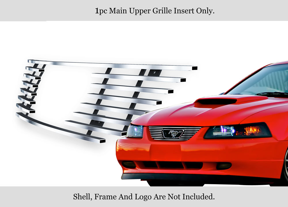 1999-2004 Ford Mustang V6 GT V8  With Logo Show MAIN UPPER Stainless Steel Billet Grille