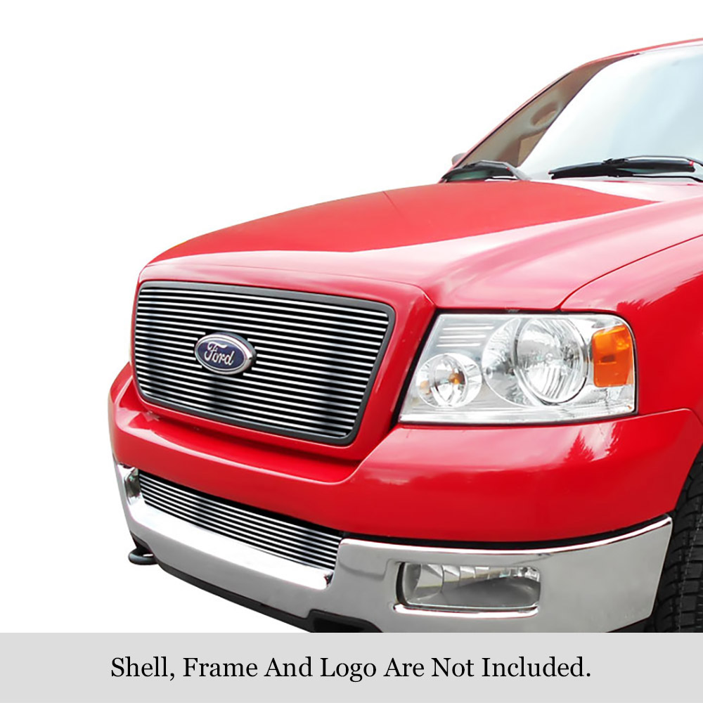 2004-2005 Ford F-150 (With OE Honeycomb Style Grille/ Not for Bar Style) MAIN UPPER + LOWER BUMPER Stainless Steel Billet Grille