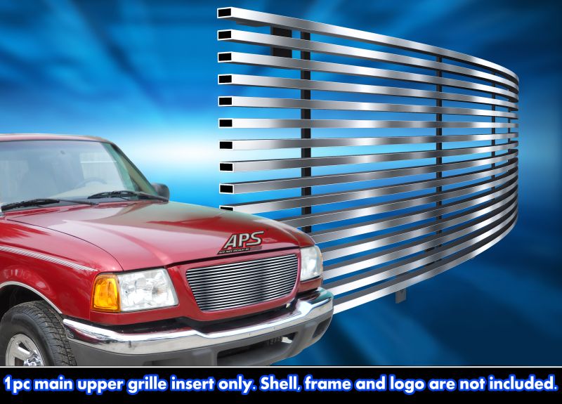 2001-2003 Ford Ranger XL 2WD Shell Closed (Shell Enclosed the Grille)/2001-2003 Ford Ranger XLT 2WD Shell Closed (Shell Enclosed the Grille) MAIN UPPER Stainless Steel Billet Grille