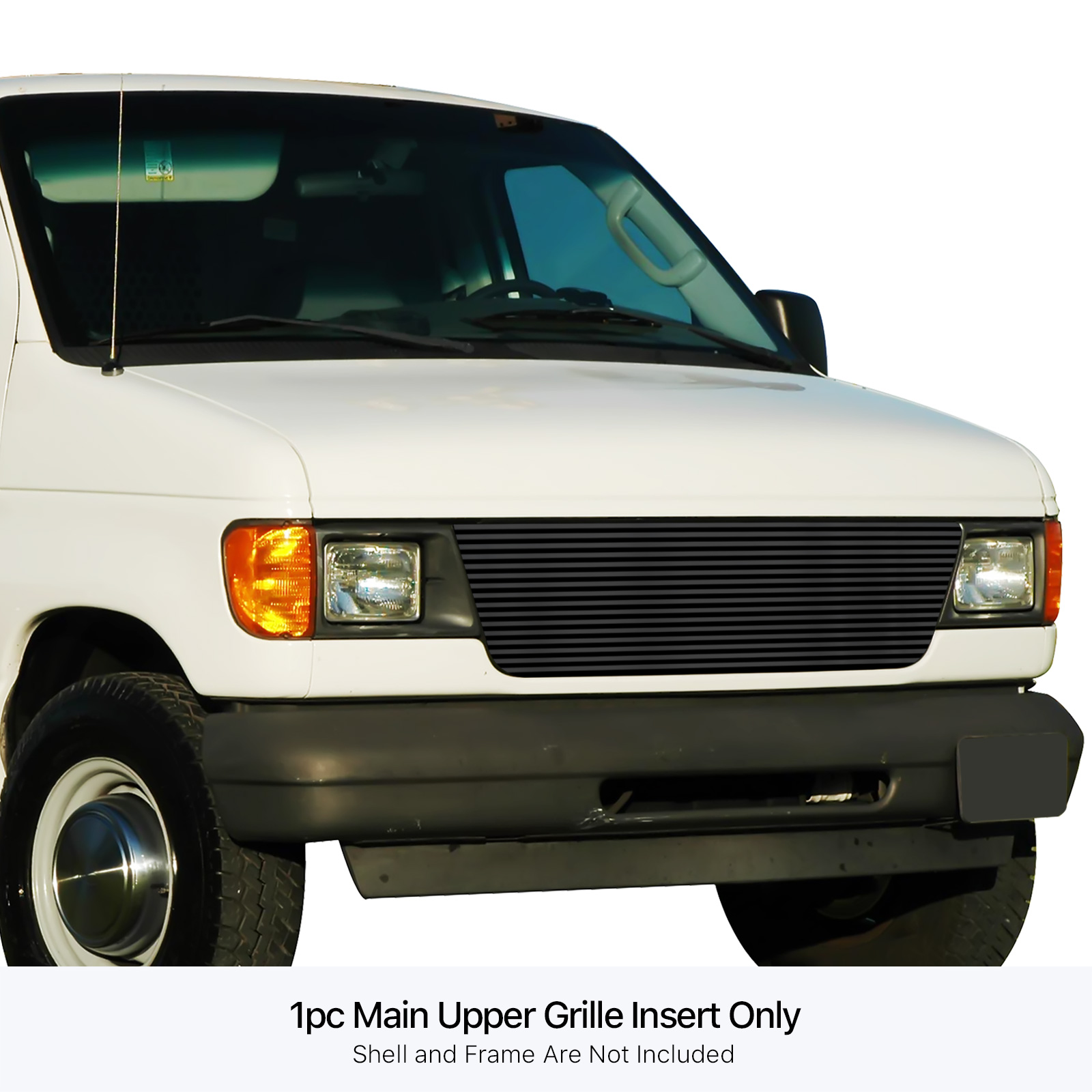 1992-2007 Ford Econoline Van MAIN UPPER Black Stainless Steel Billet Grille