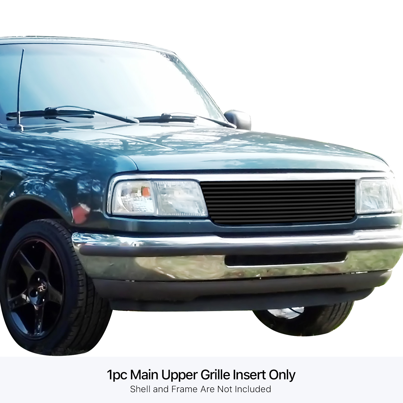 1993-1997 Ford Ranger Not For 4WD MAIN UPPER Black Stainless Steel Billet Grille