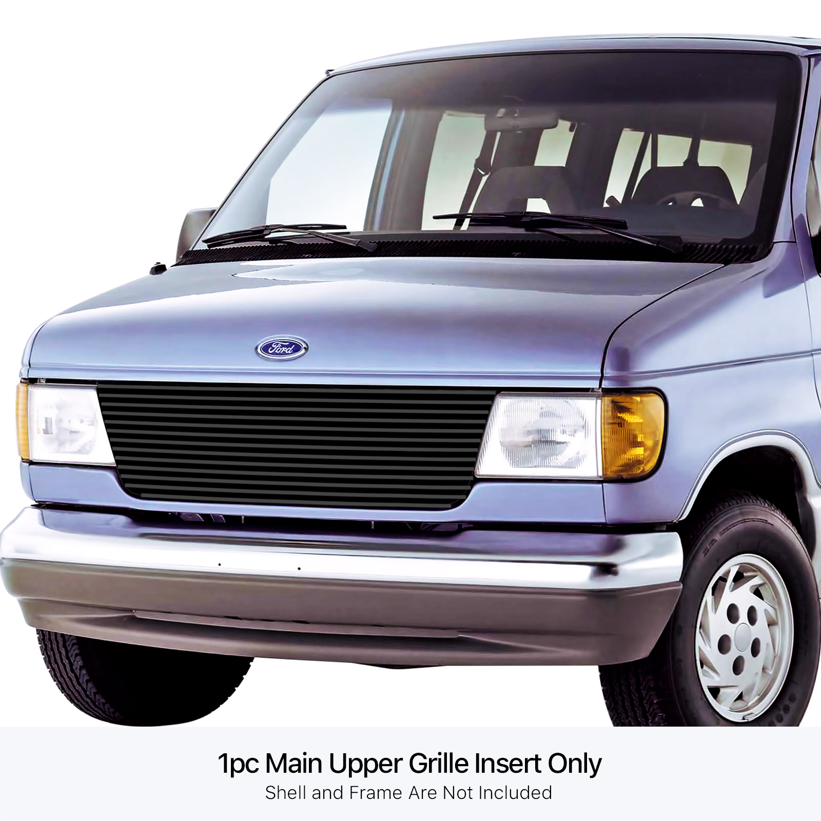 1992-2007 Ford Econoline Van MAIN UPPER Black Stainless Steel Billet Grille
