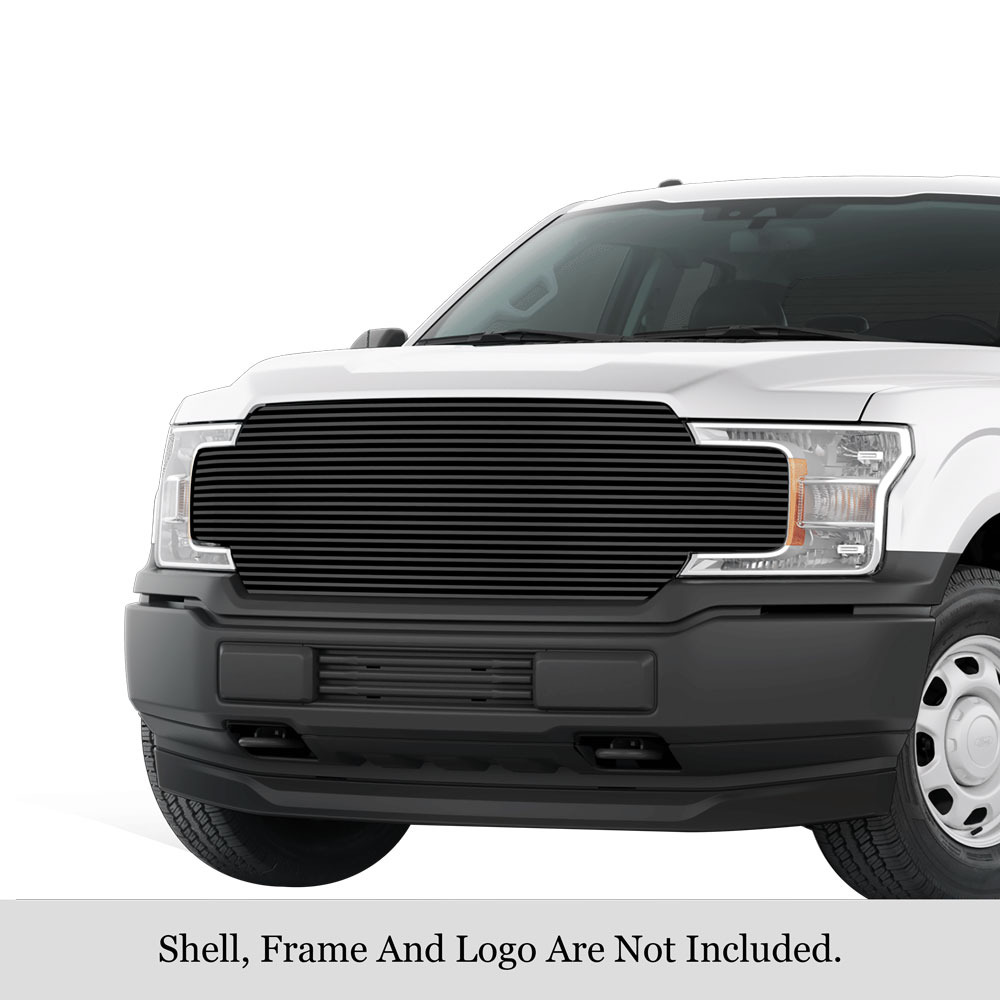 2018-2020 Ford F-150 Without Front Camera MAIN UPPER Black Stainless Steel Billet Grille